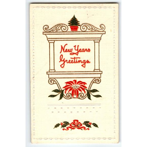 Vintage 1907-1915 New Years Greetings Embossed Lithograph Postcard - Picture 1 of 2